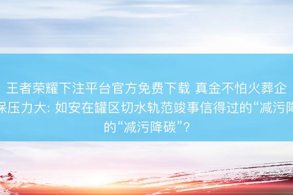 王者荣耀下注平台官方免费下载 真金不怕火葬企业环保压力大: 如安在罐区切水轨范竣事信得过的“减污降碳”?