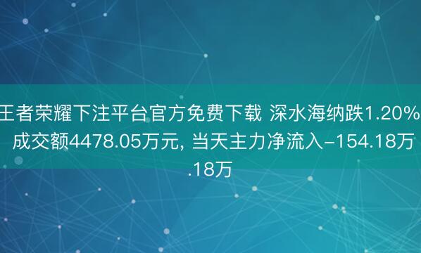 王者荣耀下注平台官方免费下载 深水海纳跌1.20%， 成交额4478.05万元， 当天主力净流入-154.18万