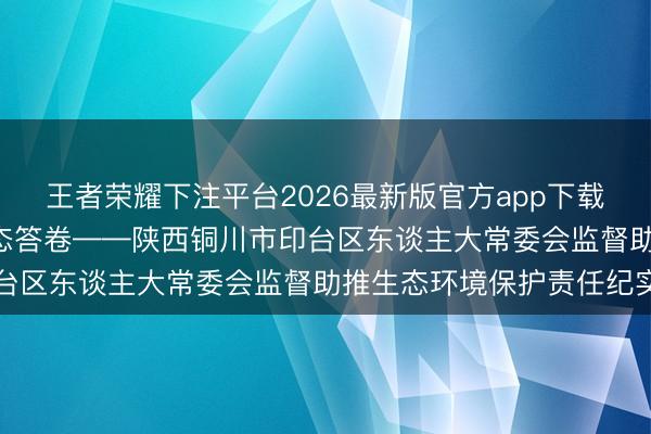王者荣耀下注平台2026最新版官方app下载 守护绿水青山 书写生态答卷——陕西铜川市印台区东谈主大常委会监督助推生态环境保护责任纪实