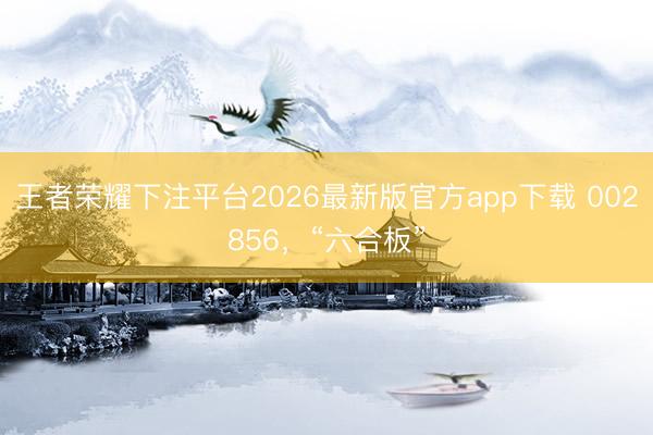 王者荣耀下注平台2026最新版官方app下载 002856，“六合板”