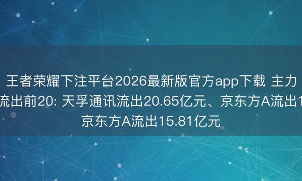 王者荣耀下注平台2026最新版官方app下载 主力个股资金流出前20: 天孚通讯流出20.65亿元、京东方A流出15.81亿元